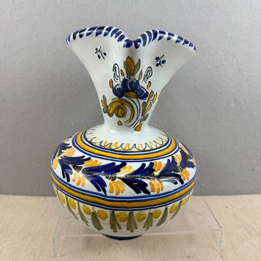 Vintage Spanish Majolica Art‎ Pottery Pitcher Signed VE Monogram Espana